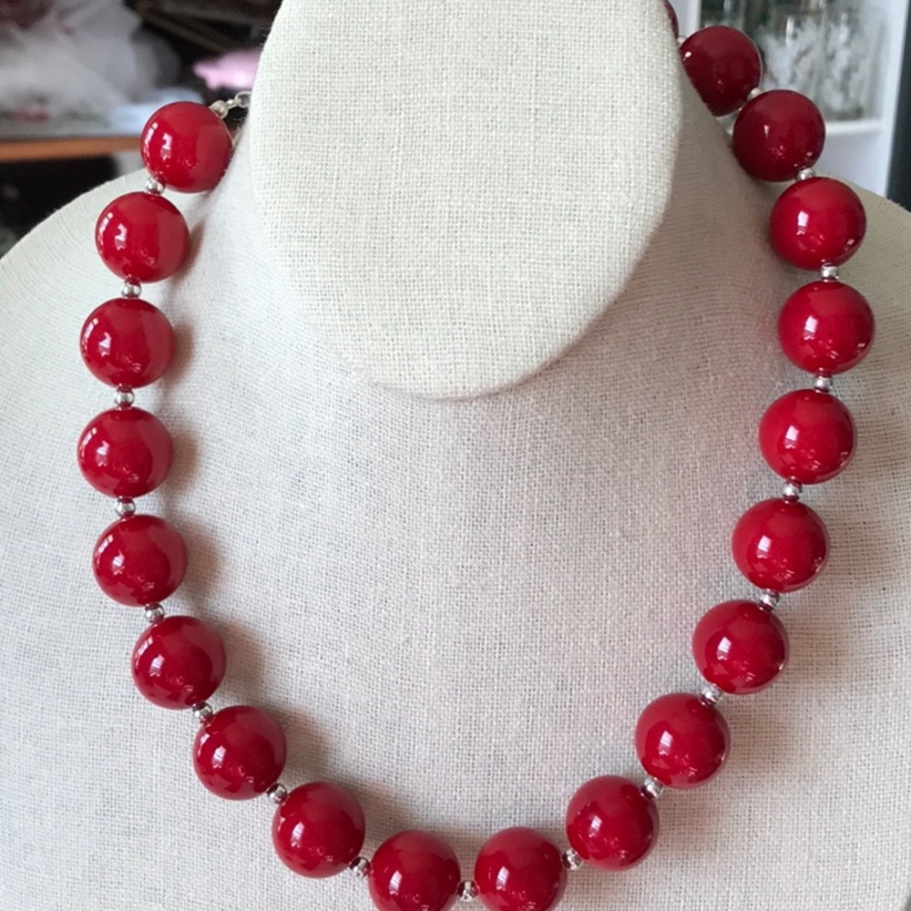 Cherry red beaded necklace